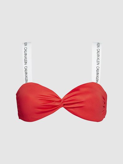 Calvin Klein Fürdőruha HU686894 | Calvin Klein CK Logo Bandeau Női Bikini Felső Piros